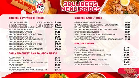 Jollibee United States Menu With Updated Price August 2024.